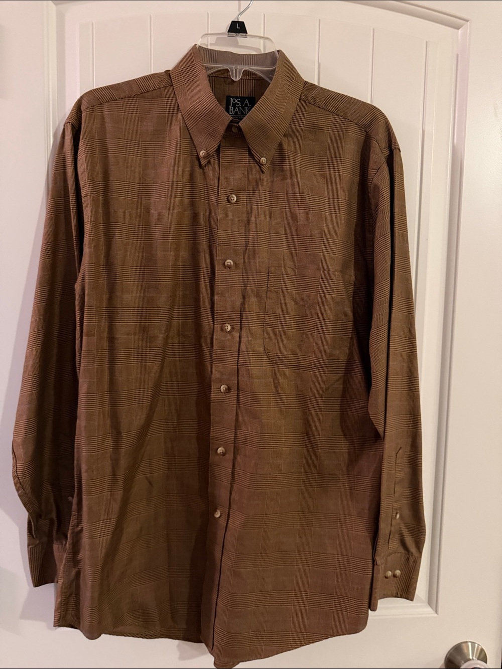 Jos. A. Bank Men's Brown Glen Plaid Button-Down Shirt